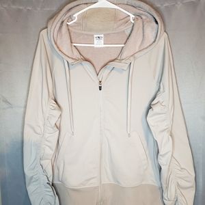 Athletic Works Light Beige Hooded Zip Up Jacket Womens Size L